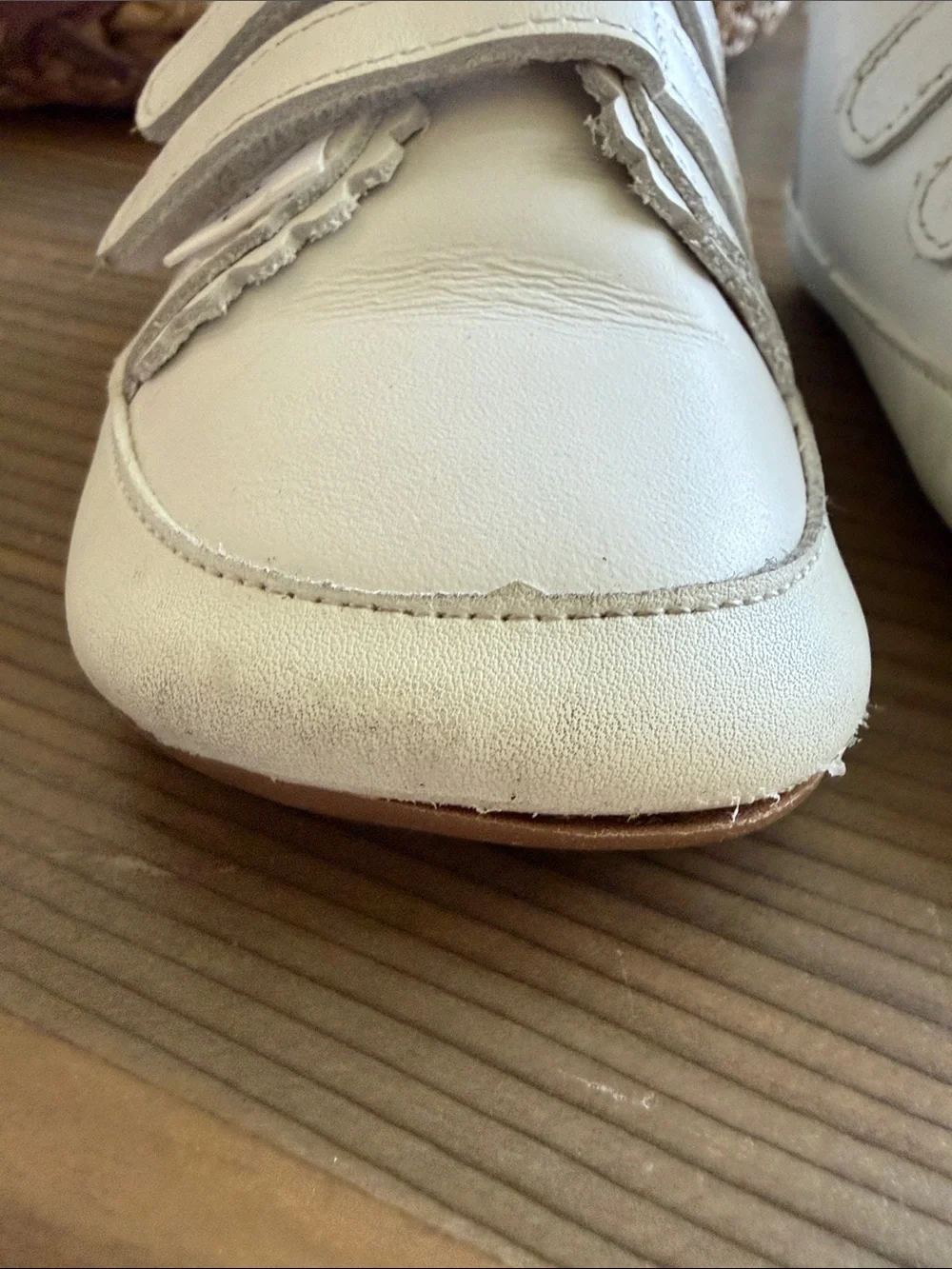 Little Love Bug soft sole cream sneakers with Hook-and-Loop Straps